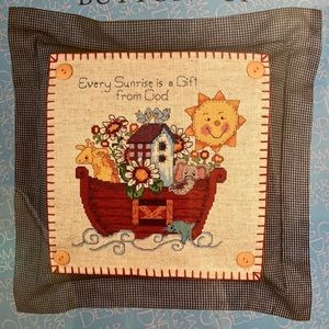 Vintage cross stitch kit, Noah’s Ark pillow cover, unopened